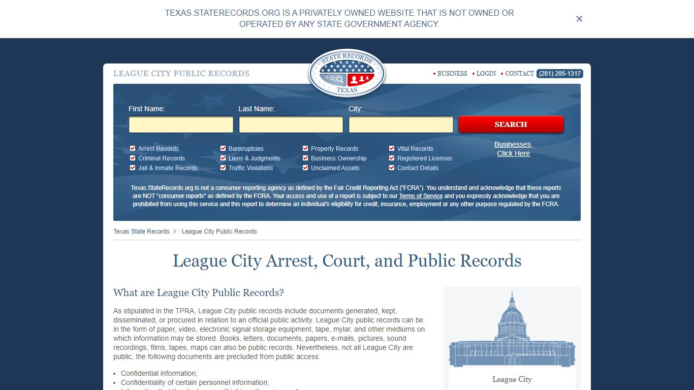 League City Arrest and Public Records | Texas.StateRecords.org