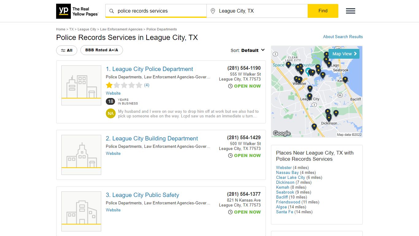 Police Records Services in League City, TX - yellowpages.com